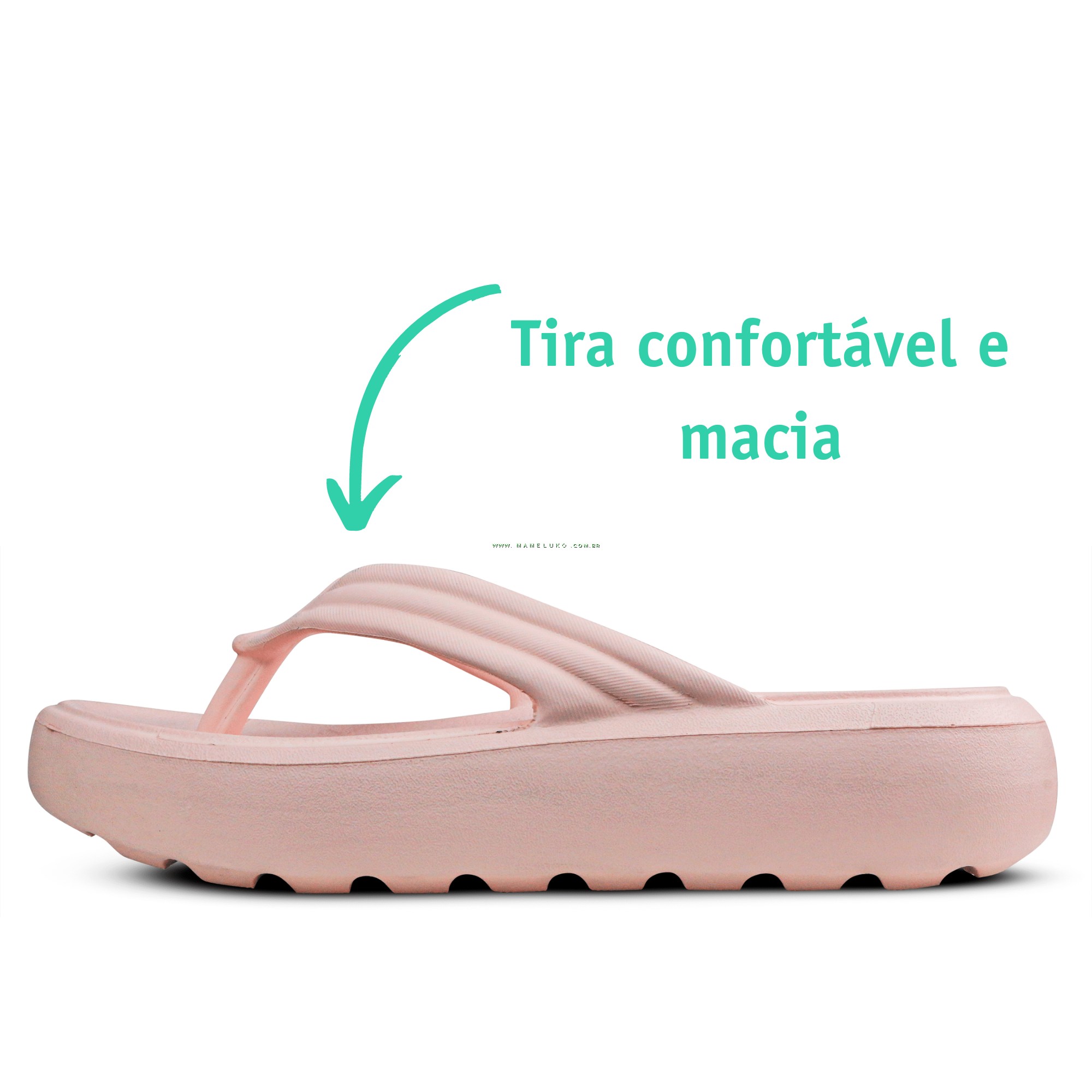 Chinelo Anat Mico Boa Onda Nuvem Rose Nude Na Mameluko