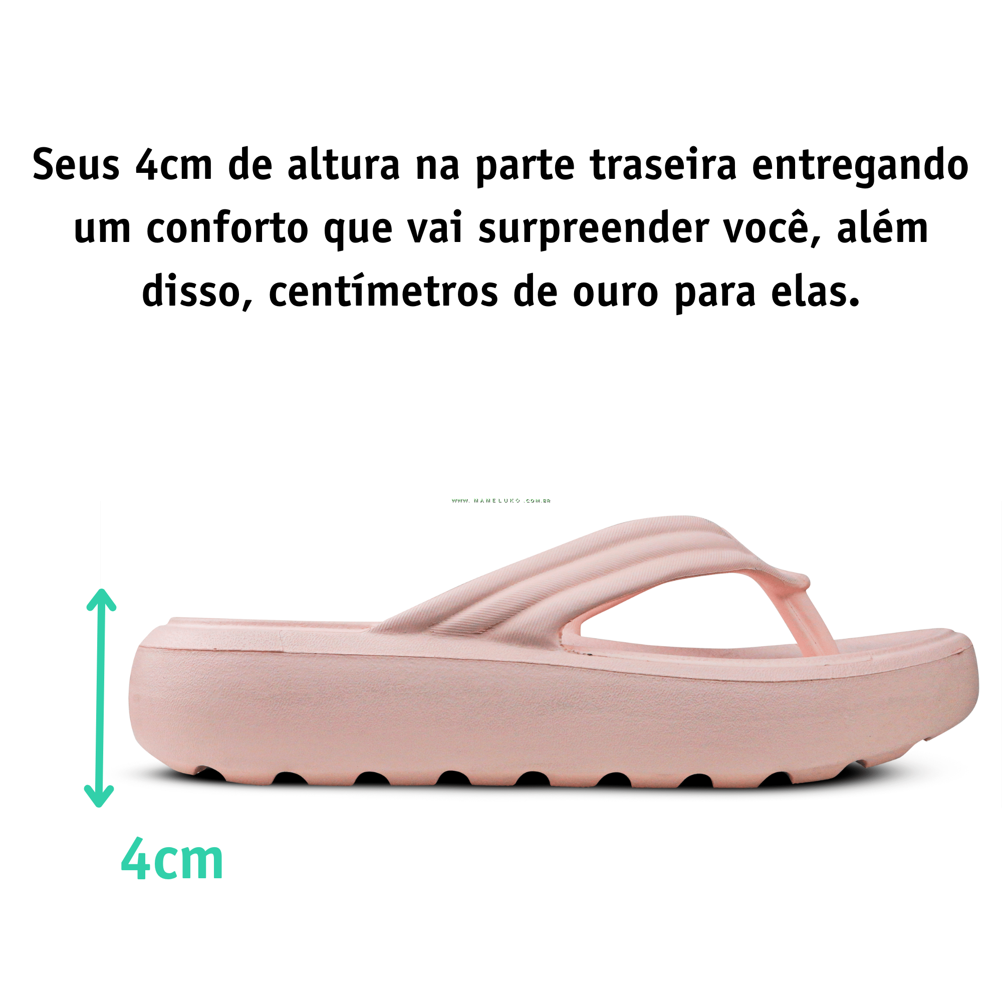 Chinelo Anat Mico Boa Onda Nuvem Rose Nude Na Mameluko