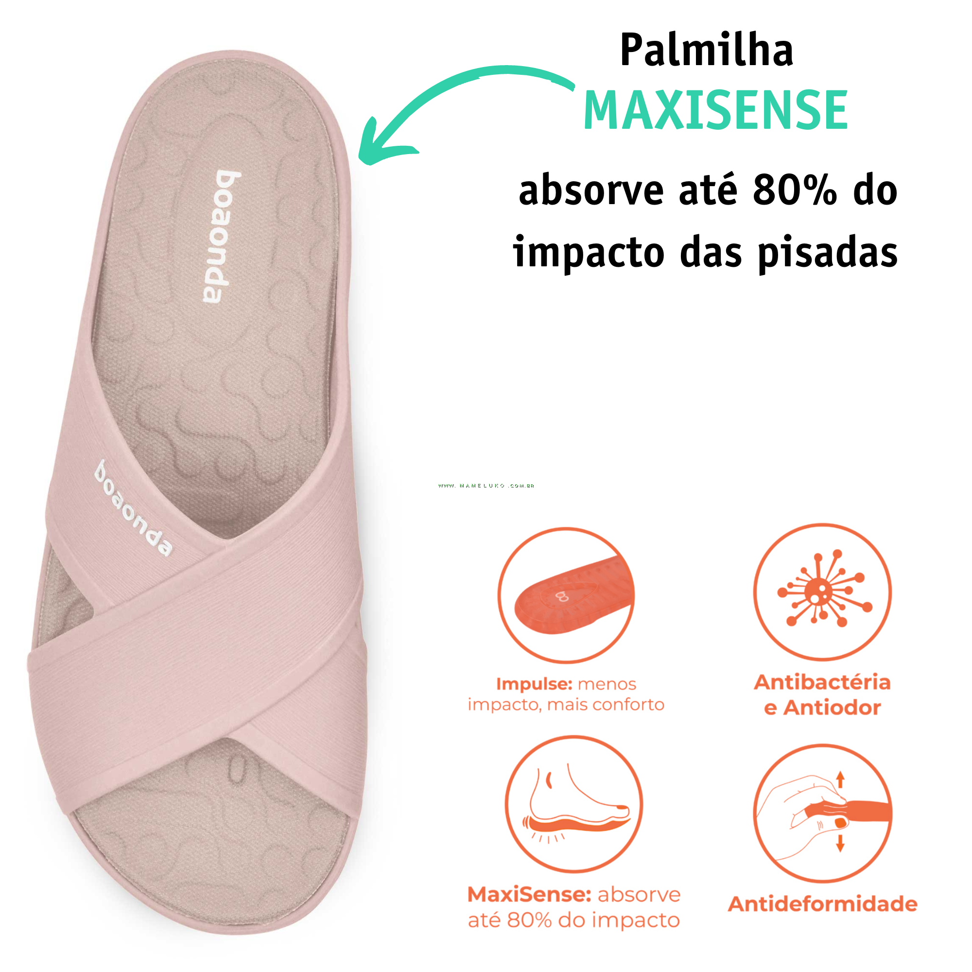 Chinelo Anat Mico Boa Onda Harmon Rose Nude Na Mameluko