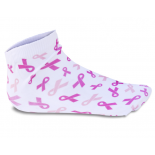 Meia com Lacinhos de Consciência do Câncer - Branco com Lacinhos Rosa Meia com Lacinhos de Consciência do Câncer - Branco com Lacinhos Rosa