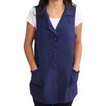 Jaleco Feminino em Oxfordine Sem Manga com Detalhe em Trança - Azul Jaleco Feminino em Oxfordine Sem Manga com Detalhe em Trança - Azul