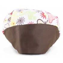 Touca Elástica Profissional Borboletas - Branca com Aba Marrom Touca Elástica Profissional Borboletas - Branca com Aba Marrom