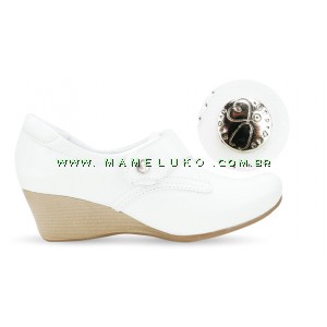 Sapato Branco Feminino Anabela 410 Branco - P na Mameluko