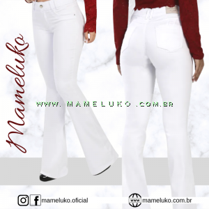 Cal a Jeans Branca Sarja Feminina Branco na Mameluko