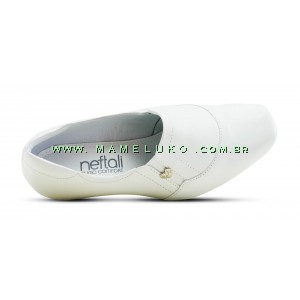 Sapato de Salto Baixo Couro Neftal Branco P na Mameluko