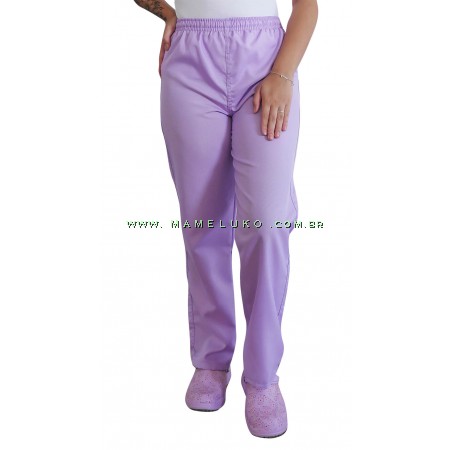 Calça Profissional Oxford Com Bolso Traseiro - Lilas Hibiscus