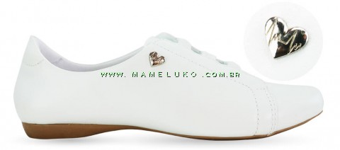 Sapato em Couro Neftali 20004 - Branco - Pin Eletro Coração