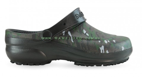 Babuche Profissional Soft Works Estampado Militar - Preto