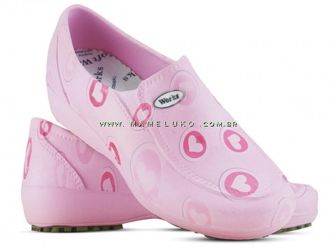 Sapato Lady Works - Corações Rosas - Rosa (