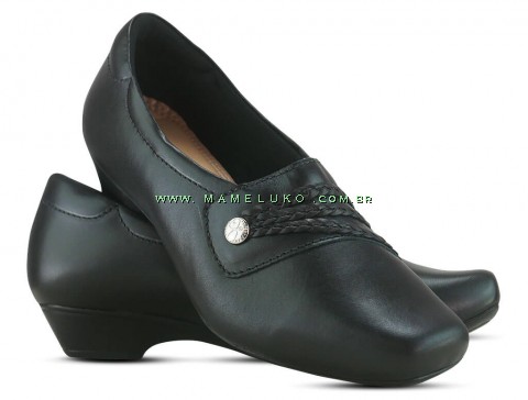 Sapato em Couro Salto Mini Neftali 38017 - Preto - Pin Esteto Love