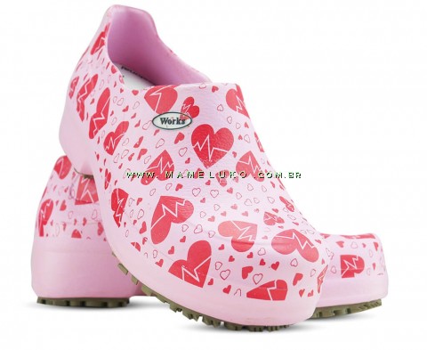 Sapato Profissional Soft Works II Estampado Rosa - Eletro Coração
