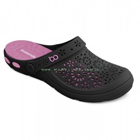 Babuche Sandalia Boa Onda Nellie - Preto Amora