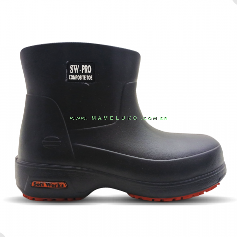Bota EVA soft works cano curto Impermeável Antiderrapante com Biqueira - Preta 