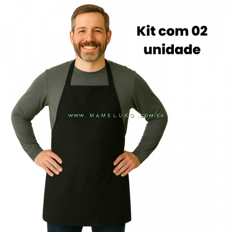 Kit 02 Aventais Profissional Oxford - Preto