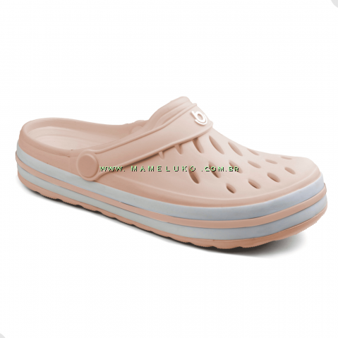 Babuche Boa Onda Star Feminino - Rose Nude/Branco