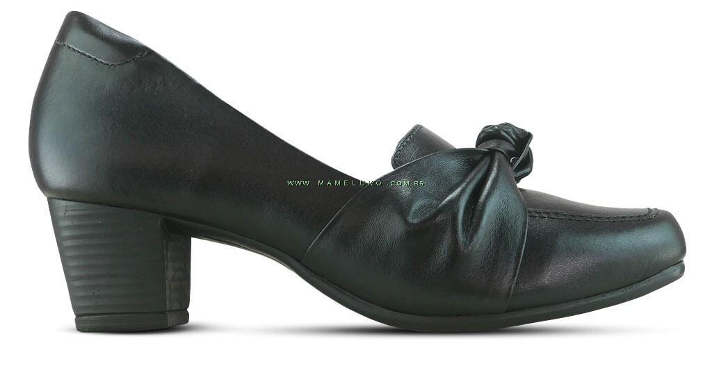 Sapato Boneca Neftali 7302 Couro Preto Scarpin Ponto