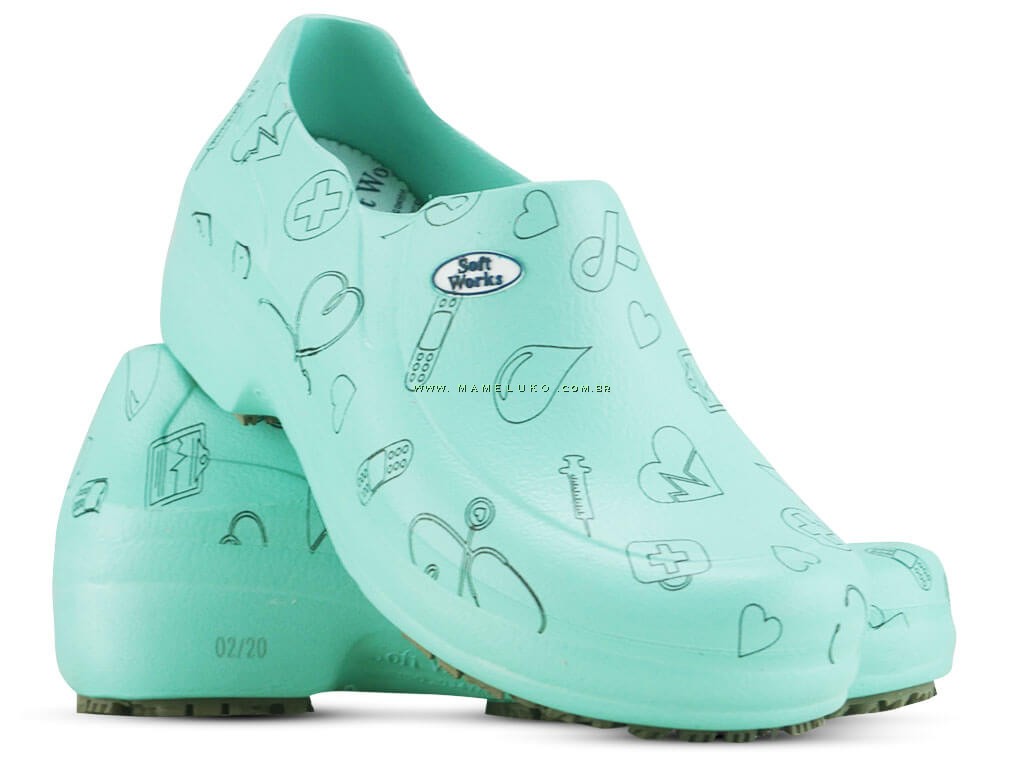 Soft Works Mameluko Enfermagem Branco Feminino Sapato Branco Para