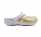 Babuche Boa Onda Aberta Easy - Branco Ouro Metalizado