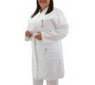 Jaleco Feminino Gabardine Gola Padre *PLUS SIZE* - Branco