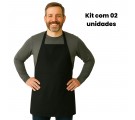 Kit 02 Aventais Frente Única Profissional Oxford - Preto