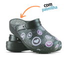 Babuche Plus Estampado com Palmilha Corações Rosas - Preto *Últimos Pares*
