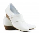 Sapato Anabela 3,5 cm Bico Redondo Couro Neftali - Branco - Pin Esteto Love Mameluko