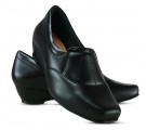 Sapato Anabela Couro Neftali 3902 Mini Salto - Preto