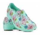 Sapato Profissional Soft Works II Estampado Flor Rosa - Verde Medicina