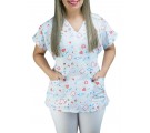 Scrubs Camiseta Mameluko Bata Hospitalar Estampa Clinica Amor pela Enfermagem - Azul Claro