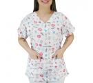 Scrubs Camiseta Mameluko Bata Hospitalar Estampa Clinica Amor pela Enfermagem - Branca