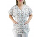 Scrubs Camiseta Mameluko Bata Hospitalar Estampa Clinica Amor pela Veterinária - Branca