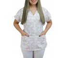 Scrubs Camiseta Mameluko Bata Hospitalar Estampa Clinica Amor pelo Estetoscópio - Branco