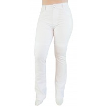 Calça Jeans Feminina Sawary Flare Hot Pants - Branca