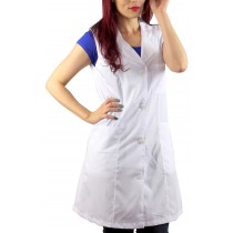 Jaleco Cavado Feminino Acinturado com Recortes - Branco Jaleco Cavado Feminino Acinturado com Recortes - Branco