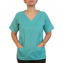 Blusa Profissional Oxford Com 2 Bolsos Estilo Scrubs - Verde Cancun