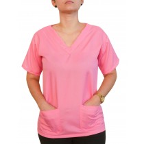 Blusa Profissional Oxford Com 2 Bolsos Estilo Scrubs - Rosa Chiclete