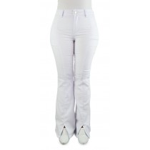 Calça Jeans Feminina Sawary Flare Hot Pants com Fenda na Barra - Branca Calça Jeans Feminina Sawary Flare Hot Pants com Fenda na Barra - Branca