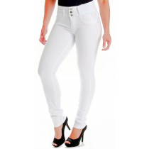 Calça Jeans Feminina Sawary Skinny Três Botões - Branca Calça Jeans Feminina Sawary Skinny Três Botões - Branca
