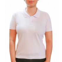 Camiseta Gola Polo modelo Baby Look Feminina - Branco 