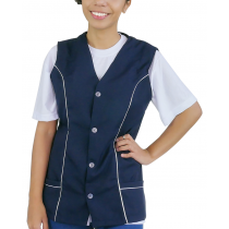 Jaleco Feminino Acinturado - Azul Marinho com Branco Jaleco Feminino Acinturado - Azul Marinho com Branco