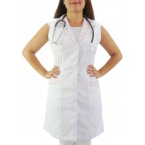 Jaleco Feminino Cavado Estampado - Branco Esteto Love Jaleco Feminino Cavado Estampado - Branco Esteto Love
