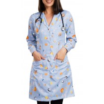 Jaleco Feminino Estampado Gola Esporte Estampado Zoo - Azul Claro Jaleco Feminino Estampado Gola Esporte Estampado Zoo - Azul Claro