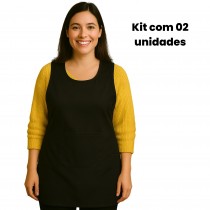 Kit 02 Aventais Bata Profissional Oxford - Preto