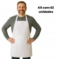 Kit 02 Aventais Frente Única Profissional Oxford - Branco 