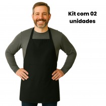 Kit 02 Aventais Frente Única Profissional Oxford - Preto