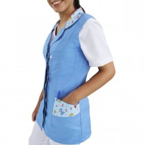 Jaleco Feminino Cavado - Azul - Estampa Bichinhos Jaleco Feminino Cavado - Azul - Estampa Bichinhos