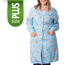 Jaleco Feminino Estampado Gola Esporte Estampado Zoo PLUS SIZE - Azul Claro Jaleco Feminino Estampado Gola Esporte Estampado Zoo PLUS SIZE - Azul Claro