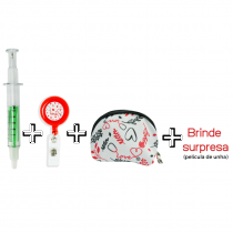 Kit enfermagem: Porta Crachá + Porta Moedas + Caneta + Brinde surpresa (Película de unha) Kit enfermagem: Porta Crachá + Porta Moedas + Caneta + Brinde surpresa (Película de unha)