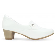 Sapato Branco Feminino 5227 - Branco com Pin Eletro Coração Sapato Branco Feminino 5227 - Branco com Pin Eletro Coração