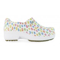 Sapato Profissional Soft Works II Estampado CA 31898 - Mini Flores Coloridas - Branco